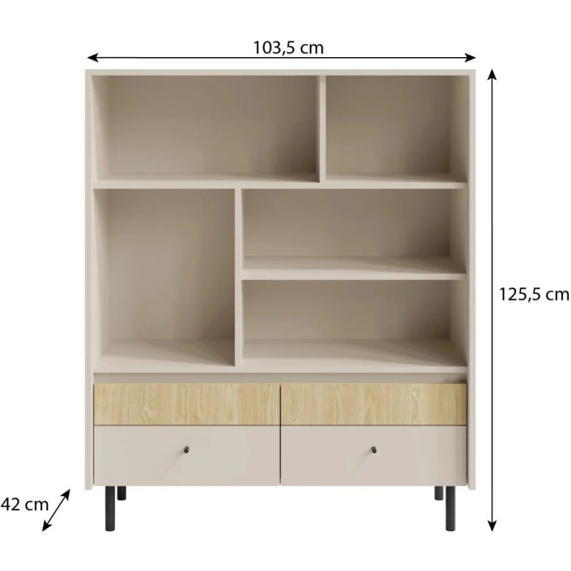 Knihovna MONAKO se 4 zásuvkami - moderní a funkční design