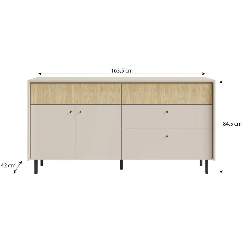 Komoda MONAKO 4 zásuvky a 2 dvířka - moderní a funkční