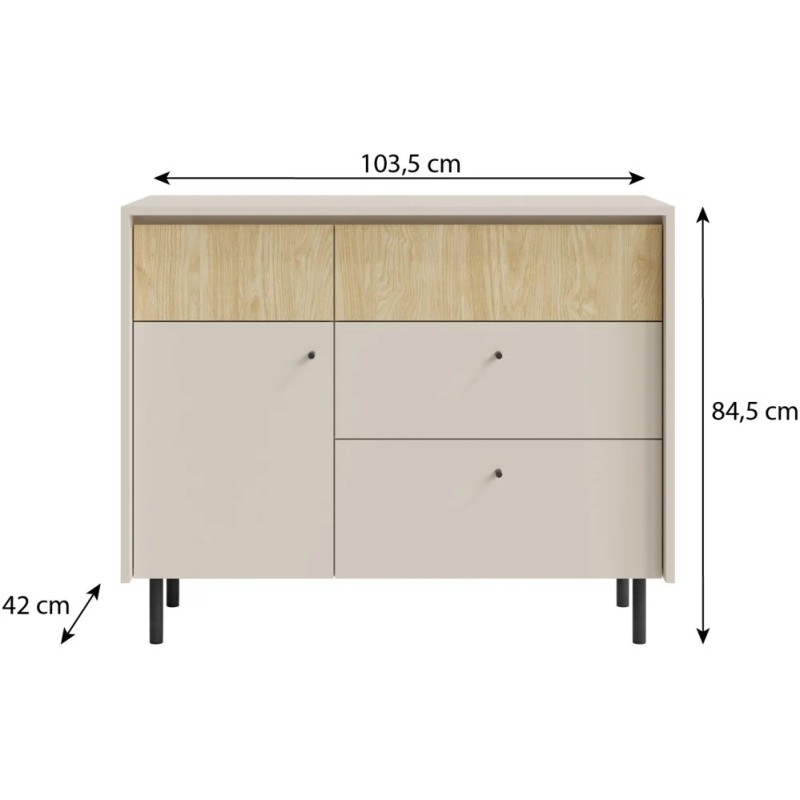 Komoda MONAKO 4 zásuvky a 1 dvířka - moderní a kompaktní