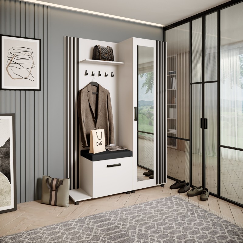 Šatní set s věšáky a zrcadlem LIVIA