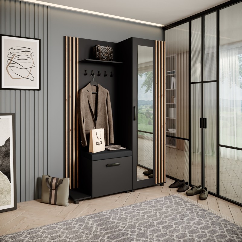 Šatní set s věšáky a zrcadlem LIVIA