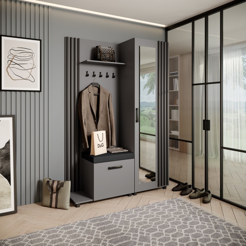 Šatní set s věšáky a zrcadlem LIVIA