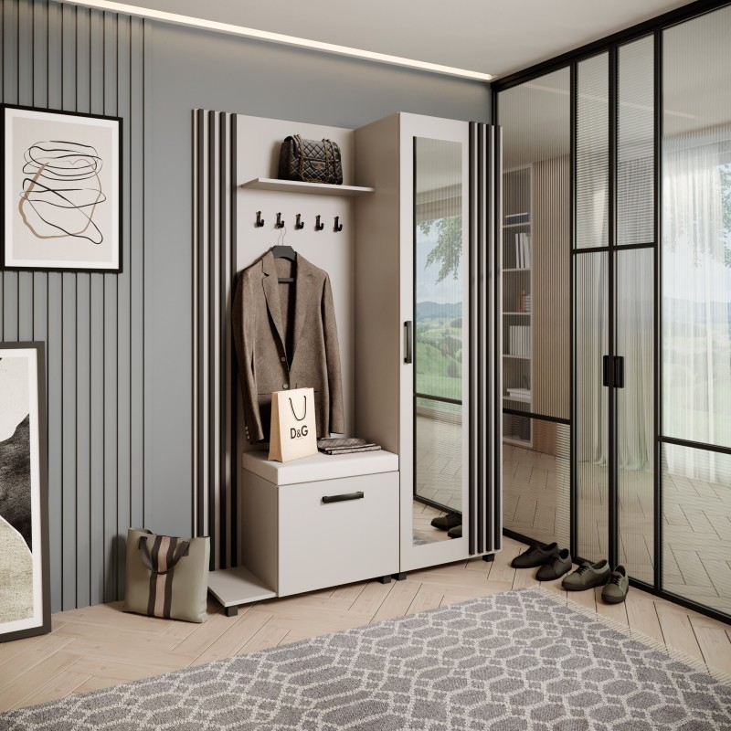 Šatní set s věšáky a zrcadlem LIVIA