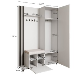 Šatní set s věšáky a zrcadlem LIVIA