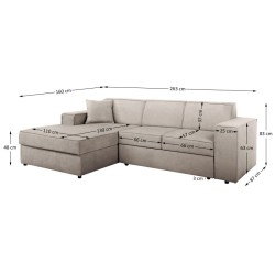 Rohová pohovka PEDRO s funkcí spaní - moderní, pohodlná, praktická