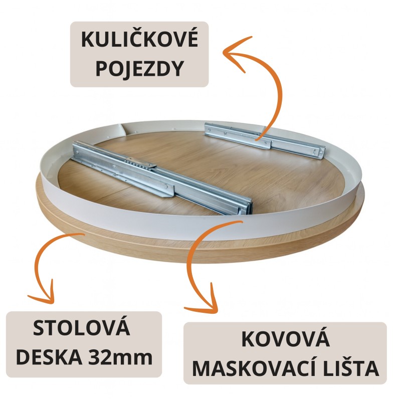 Kulatý skládací stůl BILBAO - moderní a robustní