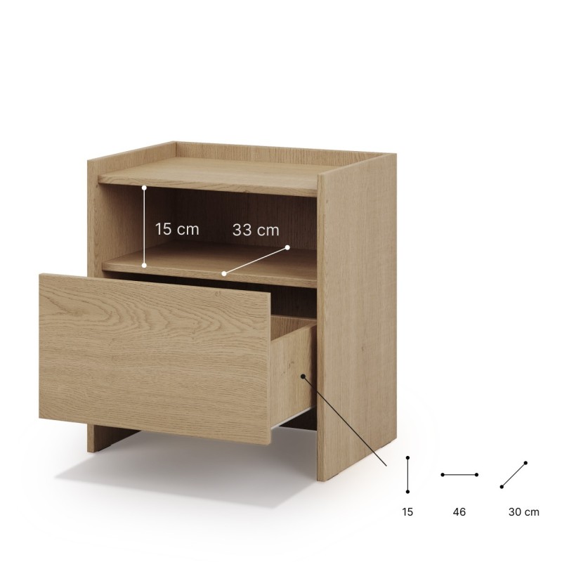 Noční stolek JUNI s 1 zásuvkou – moderní a praktický nábytek do ložnice