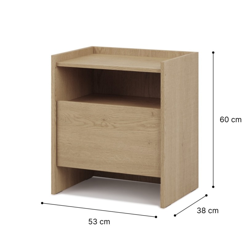 Noční stolek JUNI s 1 zásuvkou – moderní a praktický nábytek do ložnice