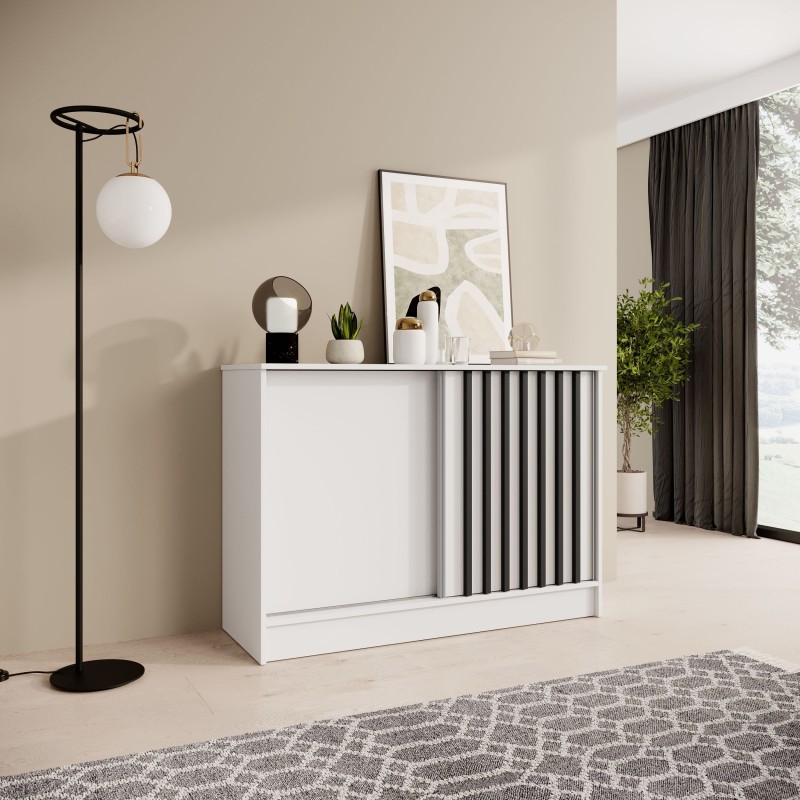 Komoda HORIZON - moderní komoda s lamelami a posuvnými dveřmi