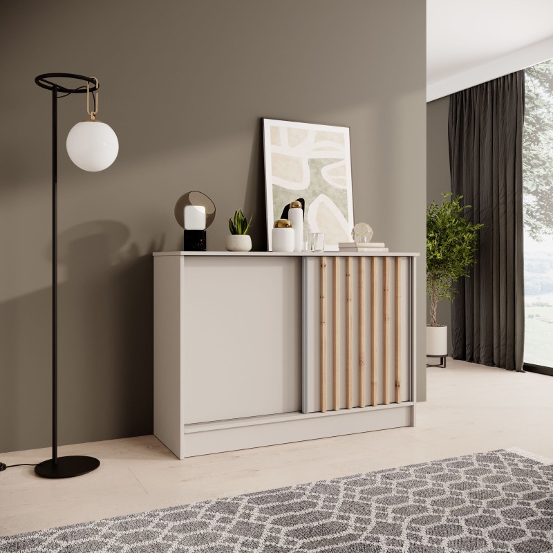 Komoda HORIZON - moderní komoda s lamelami a posuvnými dveřmi