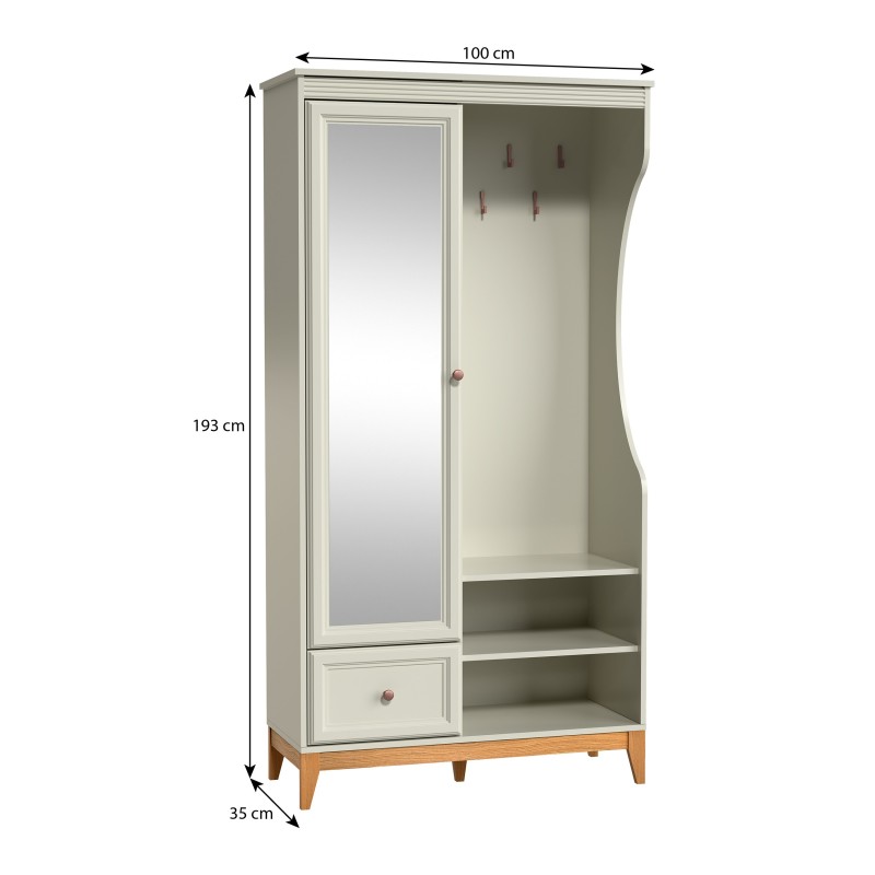 Šatní skříň CHARLOTT se zrcadlem a zásuvkou - kašmír