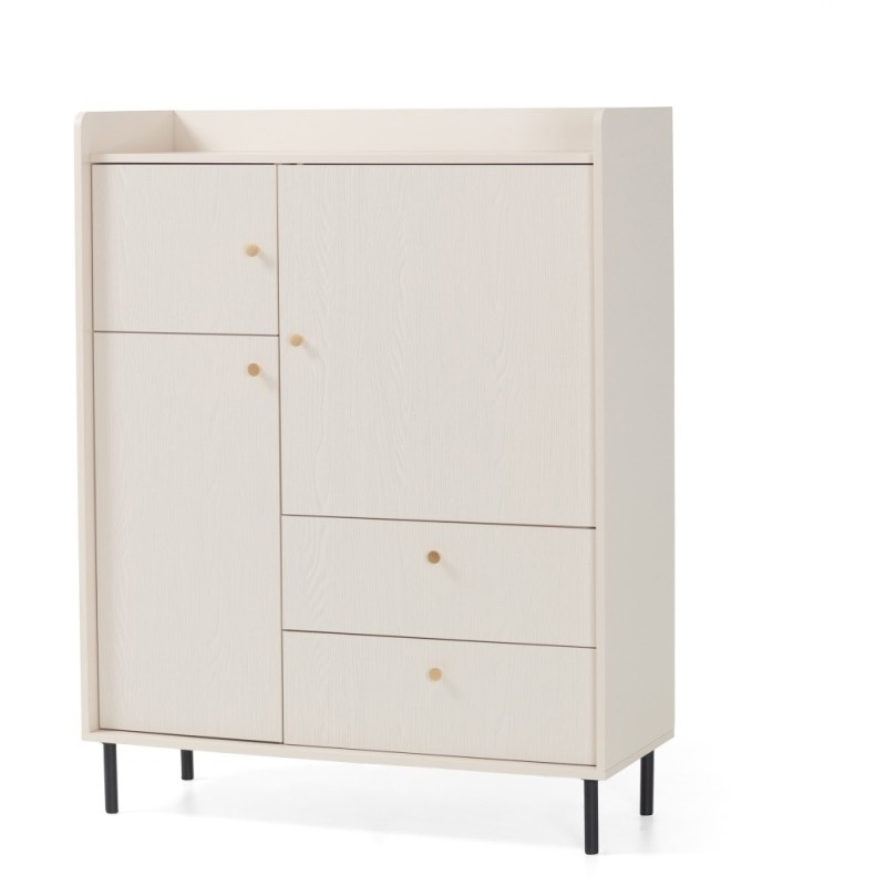 Komoda GLORIA - moderní se 2 zásuvkami a 3 dvířky, zlaté úchyty