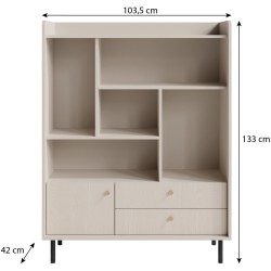 Knihovna GLORIA - moderní se 2 zásuvkami a 1 dvířky