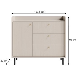 Komoda GLORIA - moderní se 3 zásuvkami a 1 dvířky