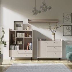 Komoda GLORIA - moderní se 3 zásuvkami a 1 dvířky