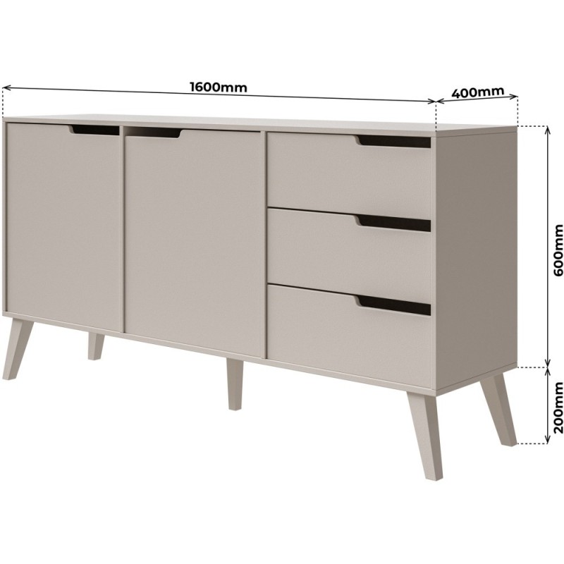 Komoda NOREL - moderní komoda se 3 zásuvkami a 2 dvířky