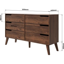 Komoda NOREL - skandinávská komoda se 6 zásuvkami | Stabilní, elegantní, prostorná