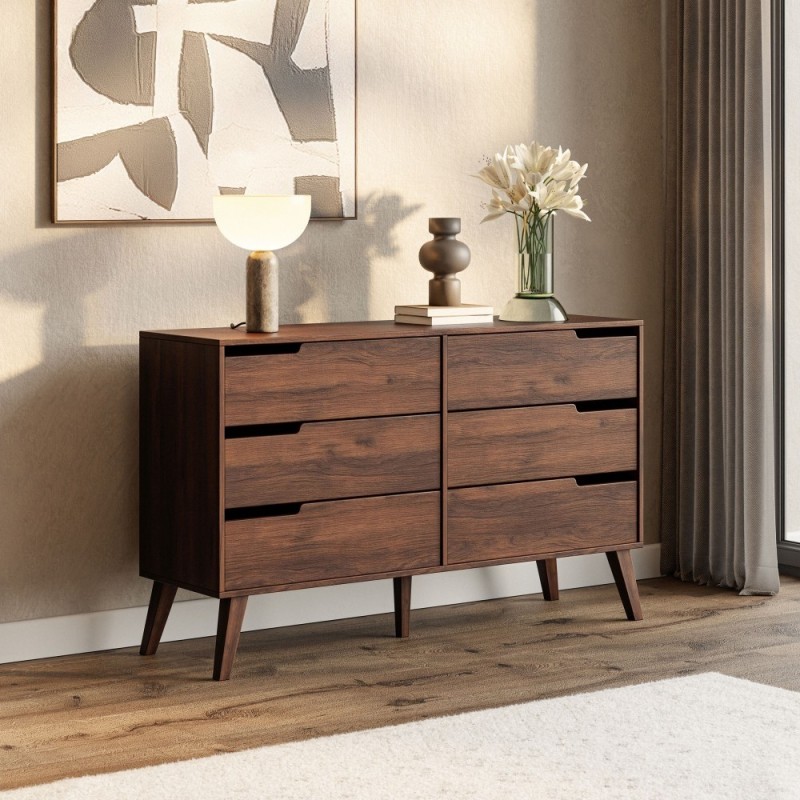 Komoda NOREL - skandinávská komoda se 6 zásuvkami | Stabilní, elegantní, prostorná