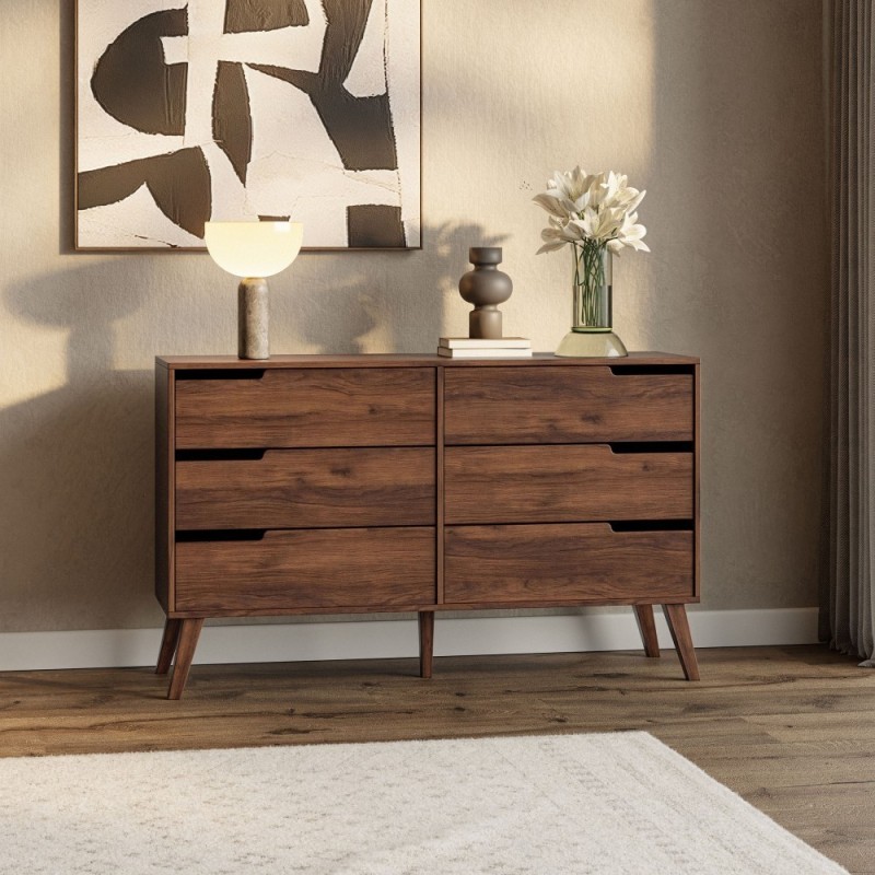 Komoda NOREL - skandinávská komoda se 6 zásuvkami | Stabilní, elegantní, prostorná