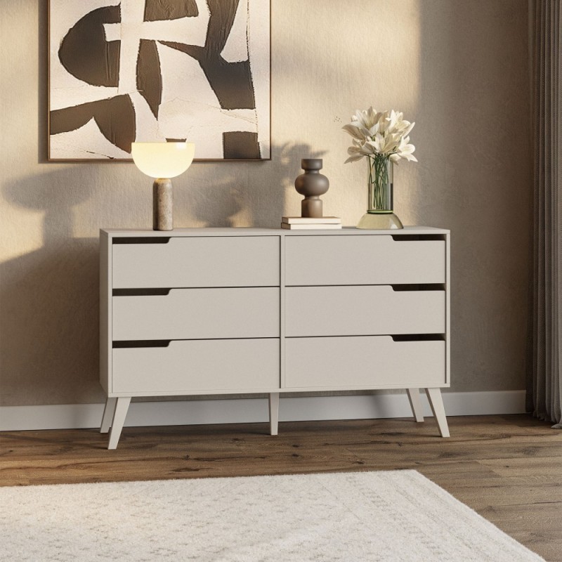 Komoda NOREL - skandinávská komoda se 6 zásuvkami | Stabilní, elegantní, prostorná