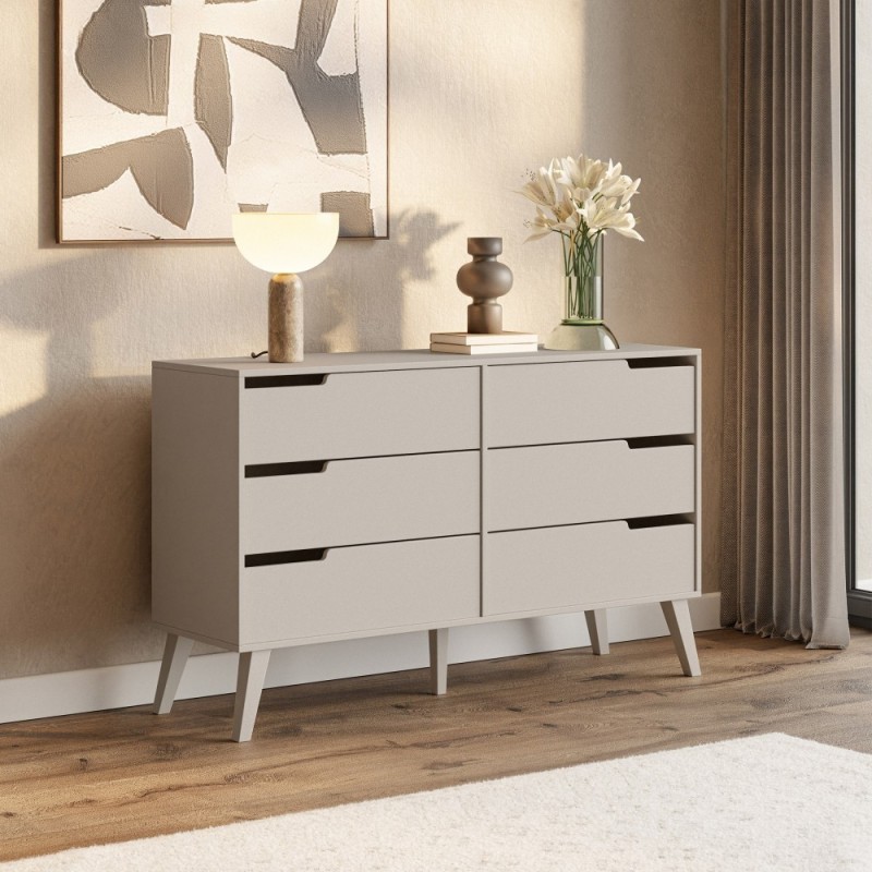 Komoda NOREL - skandinávská komoda se 6 zásuvkami | Stabilní, elegantní, prostorná