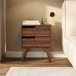 Noční stolek NOREL se 2 zásuvkami - skandinávský, elegantní, funkční