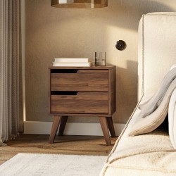 Noční stolek NOREL se 2 zásuvkami - skandinávský, elegantní, funkční