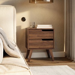 Noční stolek NOREL se 2 zásuvkami - skandinávský, elegantní, funkční