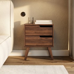 Noční stolek NOREL se 2 zásuvkami - skandinávský, elegantní, funkční