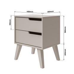 Noční stolek NOREL se 2 zásuvkami - skandinávský, elegantní, funkční