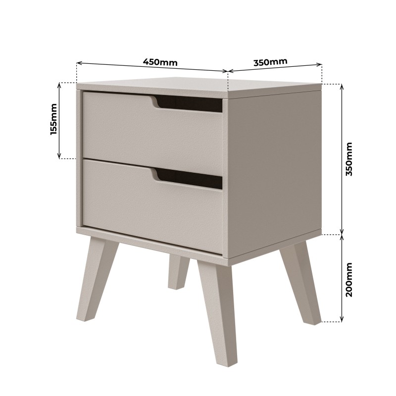 Noční stolek NOREL se 2 zásuvkami - skandinávský, elegantní, funkční