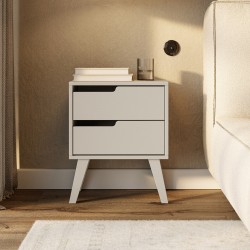 Noční stolek NOREL se 2 zásuvkami - skandinávský, elegantní, funkční