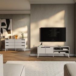 Noční stolek NOREL se 2 zásuvkami - skandinávský, elegantní, funkční