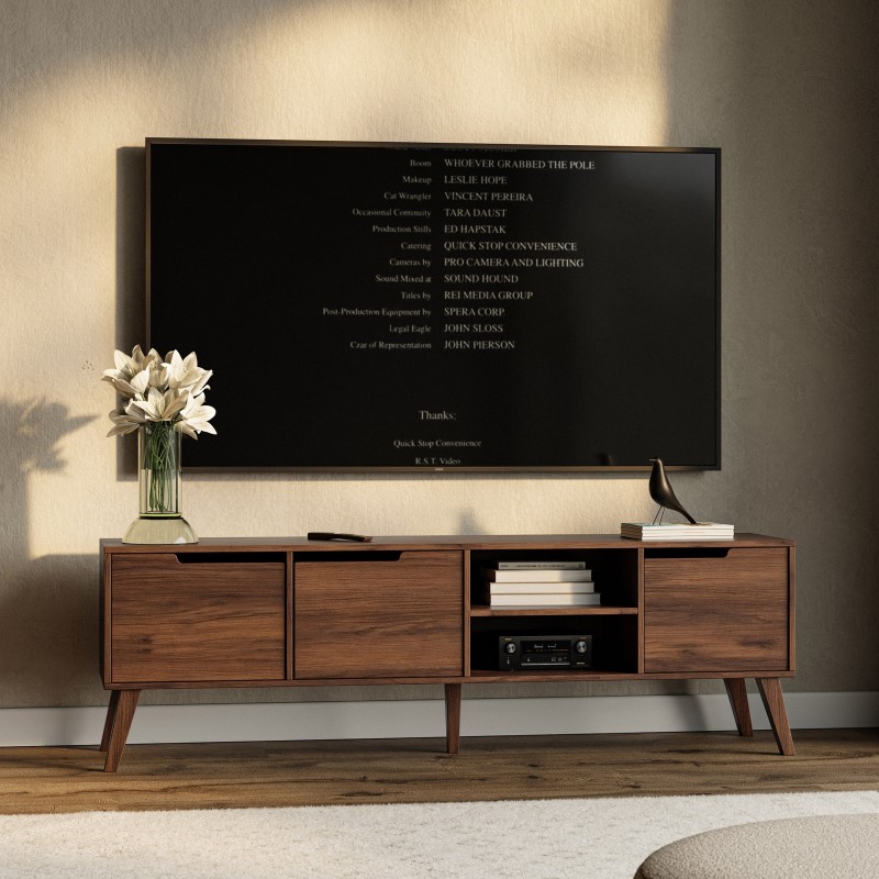 Skříňka RTV NOREL 180 cm - moderní, skandinávská, funkční