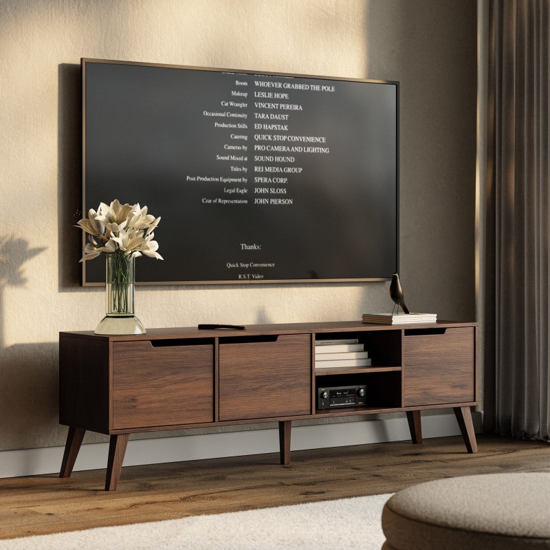 Skříňka RTV NOREL 180 cm - moderní, skandinávská, funkční