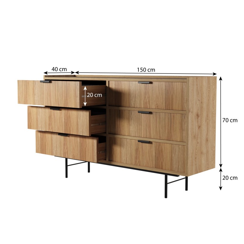 Komoda EVRON se 6 zásuvkami - moderní, elegantní a prostorná