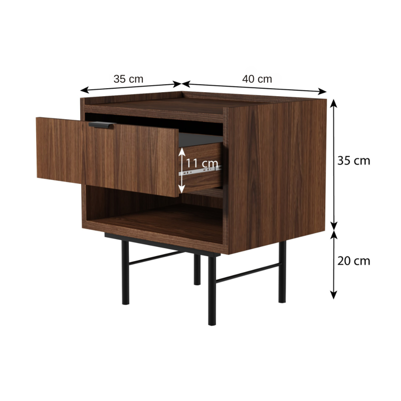 Noční stolek EVRON s 1 zásuvkou a policí - moderní a funkční