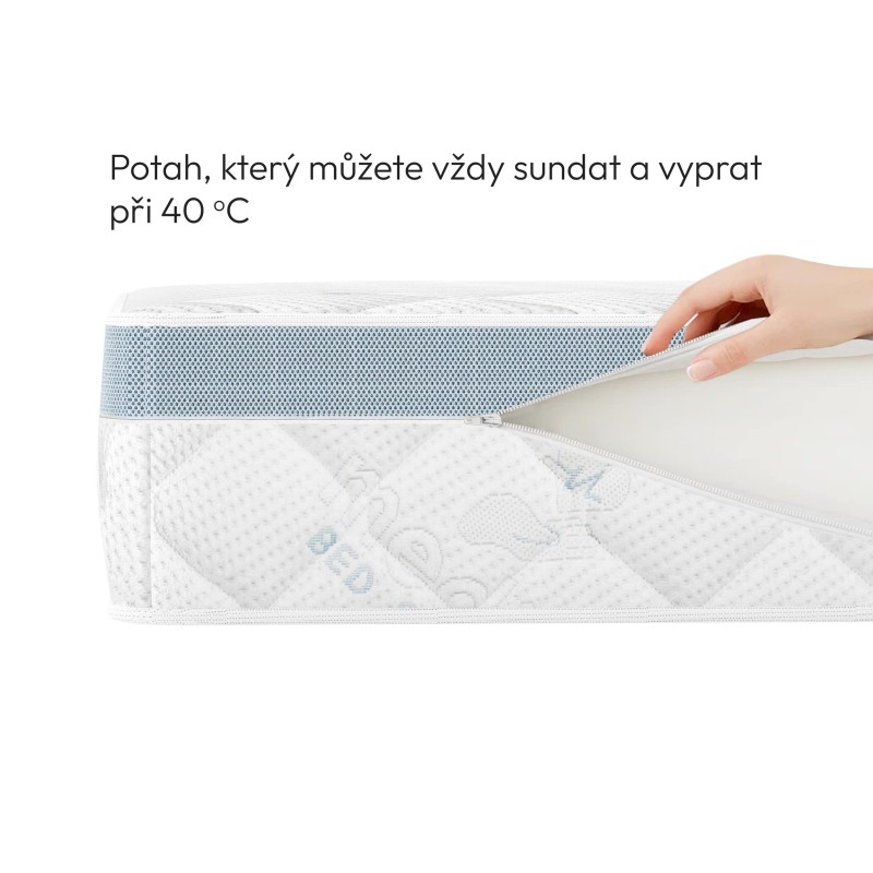 Zdravotní taštičková matrace MEDIRO CARE SENIOR - 7 zón, H2/H3, latex, kokos, TENCEL