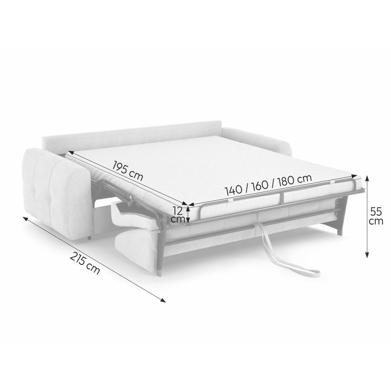 Třímístná pohovka PIREUS s italským rámem a matrací – funkce spaní | Chenille MISTERIO
