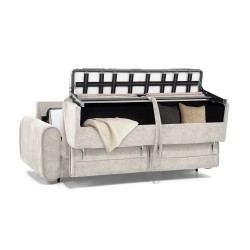 Třímístná pohovka PAVARTI s italským rámem a matrací – funkce spaní | Elegantní velours