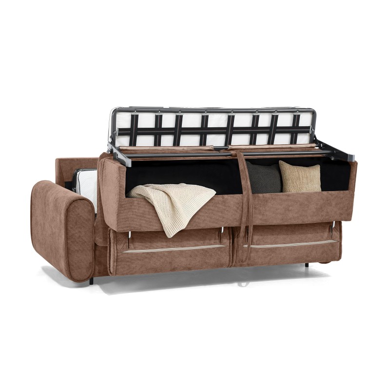 Třímístná pohovka PAVARTI s italským rámem a matrací – funkce spaní | Elegantní velours