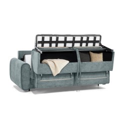 Třímístná pohovka PAVARTI s italským rámem a matrací – funkce spaní | Elegantní velours