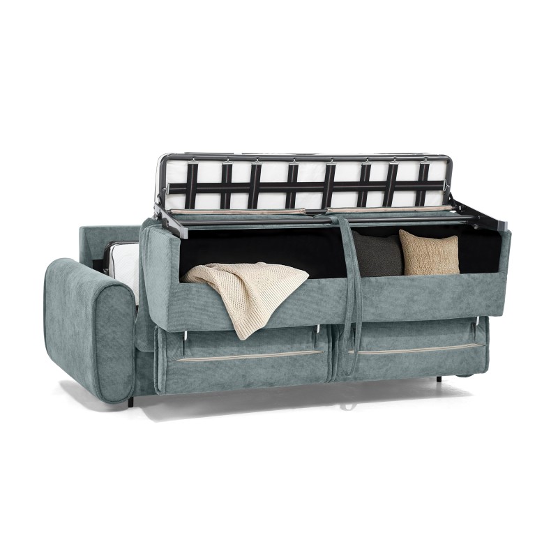 Třímístná pohovka PAVARTI s italským rámem a matrací – funkce spaní | Elegantní velours