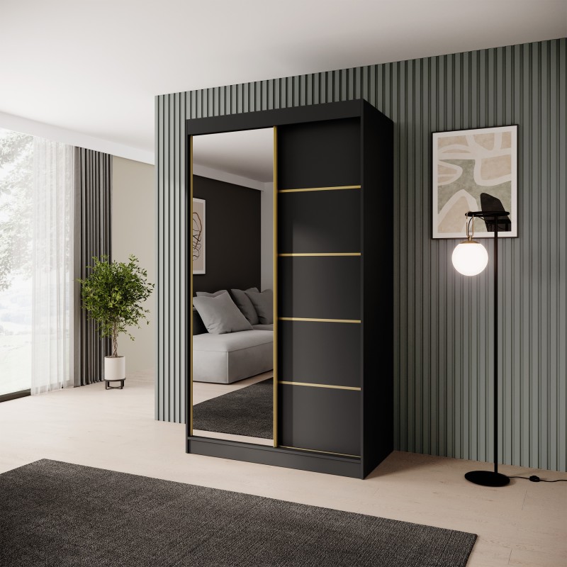 Posuvná skříň se zrcadlem a zásuvkami MARIKA LUX - moderní skříň do ložnice