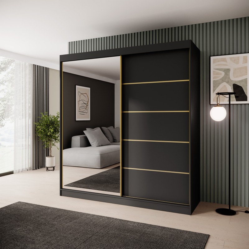 Posuvná skříň se zrcadlem a zásuvkami MARIKA LUX - moderní skříň do ložnice