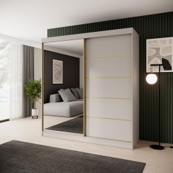 Posuvná skříň se zrcadlem a zásuvkami MARIKA LUX - moderní skříň do ložnice