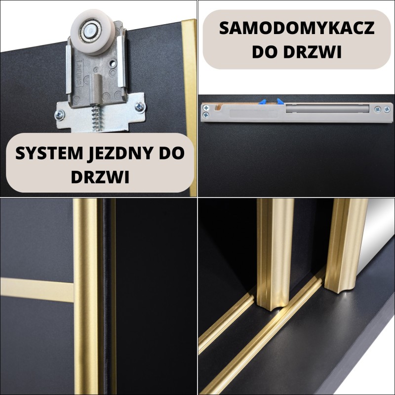 Posuvná skříň se zrcadlem a zásuvkami MARIKA LUX - moderní skříň do ložnice