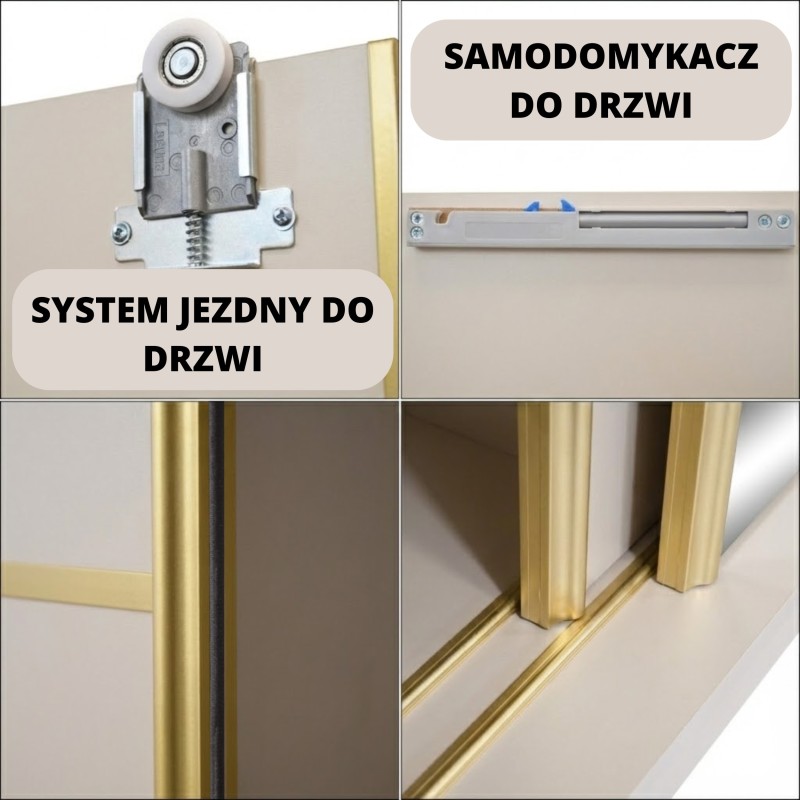 Posuvná skříň se zrcadlem a zásuvkami MARIKA LUX - moderní skříň do ložnice