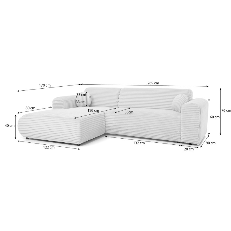 Rohová pohovka PUERTO L bez funkce spaní - moderní a pohodlná